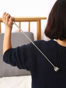 Stainless Steel Scratcher,1Pc Back Scratcher Manual Five Section Retractable Aid Stick Body Itch Scratching Tool,Gua Sha,Lymphatic Drainage,Cellulite,Back Scratchers,School,Back To School,Travel,Travel Essentials,Home Essentials,Spa,Massage Tool,Massage,Massager,Spa - Silver - View 1