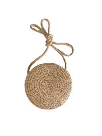 迷你卡其色拉鍊草編包,完美適合夏天海灘旅行度假