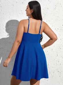 SHEIN EZwear Plus Solid Cami Dress - Royal Blue - View 2