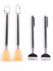 頭部抓癢器，1入组背部抓癢器手動四節可伸縮輔助棒身體瘙癢抓癢工具 - 黃色 - 查看 2