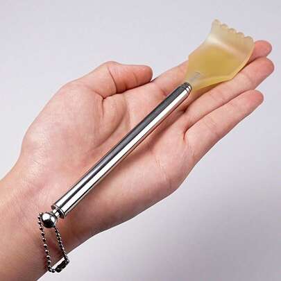 頭部抓癢器，1入组背部抓癢器手動四節可伸縮輔助棒身體瘙癢抓癢工具