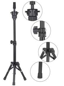 Perukhuvud, perukstativ Stativ med huvud, canvas perukhuvud, skyltdockahuvud för peruk - Svart - Visa 5