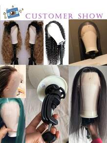 Perukhuvud, perukstativ Stativ med huvud, canvas perukhuvud, skyltdockahuvud för peruk - Svart - Visa 8