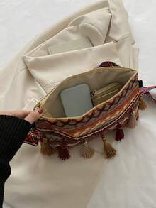 Túi Vuông Thêu Hình Học Kỳ Nghỉ Trang Trí Tua Rua Polyester - Nhiều màu - Xem 3