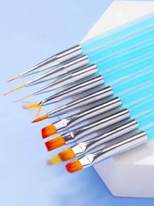 Ensemble de pinceaux Nail Art 9 pièces, outils de conception d'ongles professionnels pour la peinture de détail des ongles, doublure française et stylos à points pour le bricolage des ongles