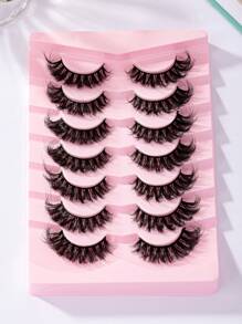 Lông mi giả Lông mi mắt mèo Lông mi giả ấn tượng Nhìn tự nhiên 7 cặp 8D Wispy Fluffy Gói mở rộng Khối lượng dày Faux Mink Lashes Tàn ác miễn phí - màu đen - Xem 1