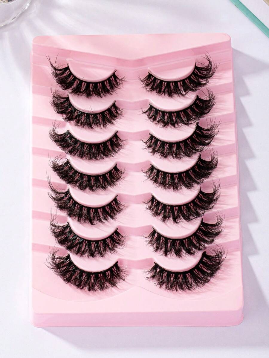 Lông mi giả Lông mi mắt mèo Lông mi giả ấn tượng Nhìn tự nhiên 7 cặp 8D Wispy Fluffy Gói mở rộng Khối lượng dày Faux Mink Lashes Tàn ác miễn phí - màu đen - Xem 1