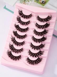 Lông mi giả Lông mi mắt mèo Lông mi giả ấn tượng Nhìn tự nhiên 7 cặp 8D Wispy Fluffy Gói mở rộng Khối lượng dày Faux Mink Lashes Tàn ác miễn phí - màu đen - Xem 2