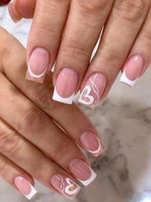 Nâng tầm phong cách của bạn với Bộ móng tay giả dài 24 chiếc họa tiết hình trái tim vuông - Nhiều màu - Xem 1