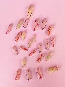 Nâng cao phong cách của bạn với 24 chiếc Bộ móng tay giả đầy màu sắc trừu tượng Đường dài hình vuông có vết nứt - Nhiều màu - Xem 3