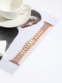 Mstre One Rose Gold Dây đeo đồng hồ lưới ba hạt thời trang có đính đá, tương thích với vòng đeo tay kim loại sê-ri Apple Watch 3/4/5/6/7/8, vừa với 38mm-45mm. - Hoa hồng vàng - Xem 3