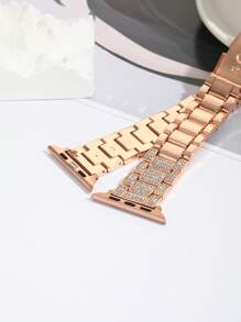 Mstre One Rose Gold Dây đeo đồng hồ lưới ba hạt thời trang có đính đá, tương thích với vòng đeo tay kim loại sê-ri Apple Watch 3/4/5/6/7/8, vừa với 38mm-45mm. - Hoa hồng vàng - Xem 6