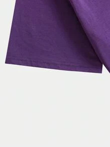 ROMWE MEN Men Cotton Letter Graphic Tee - Violet Purple - View 3