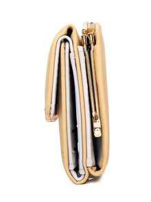 Ví nữ nhỏ gấp ba lần màu vàng mùa hè mới in hoa Pu - Màu vàng - Xem 4