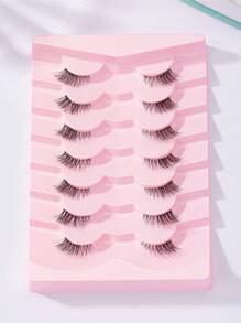假睫毛,7雙超長角色扮演半眼睛睫毛自然柔軟人造貂皮條假睫毛假睫毛眼睛睫毛禮品適合女士和女孩 - 黑色 - 查看 1