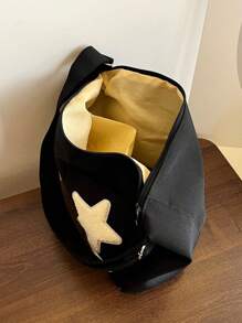 New Casual & Simple Star Pattern Large Capacity Student Shoulder Crossbody Bag