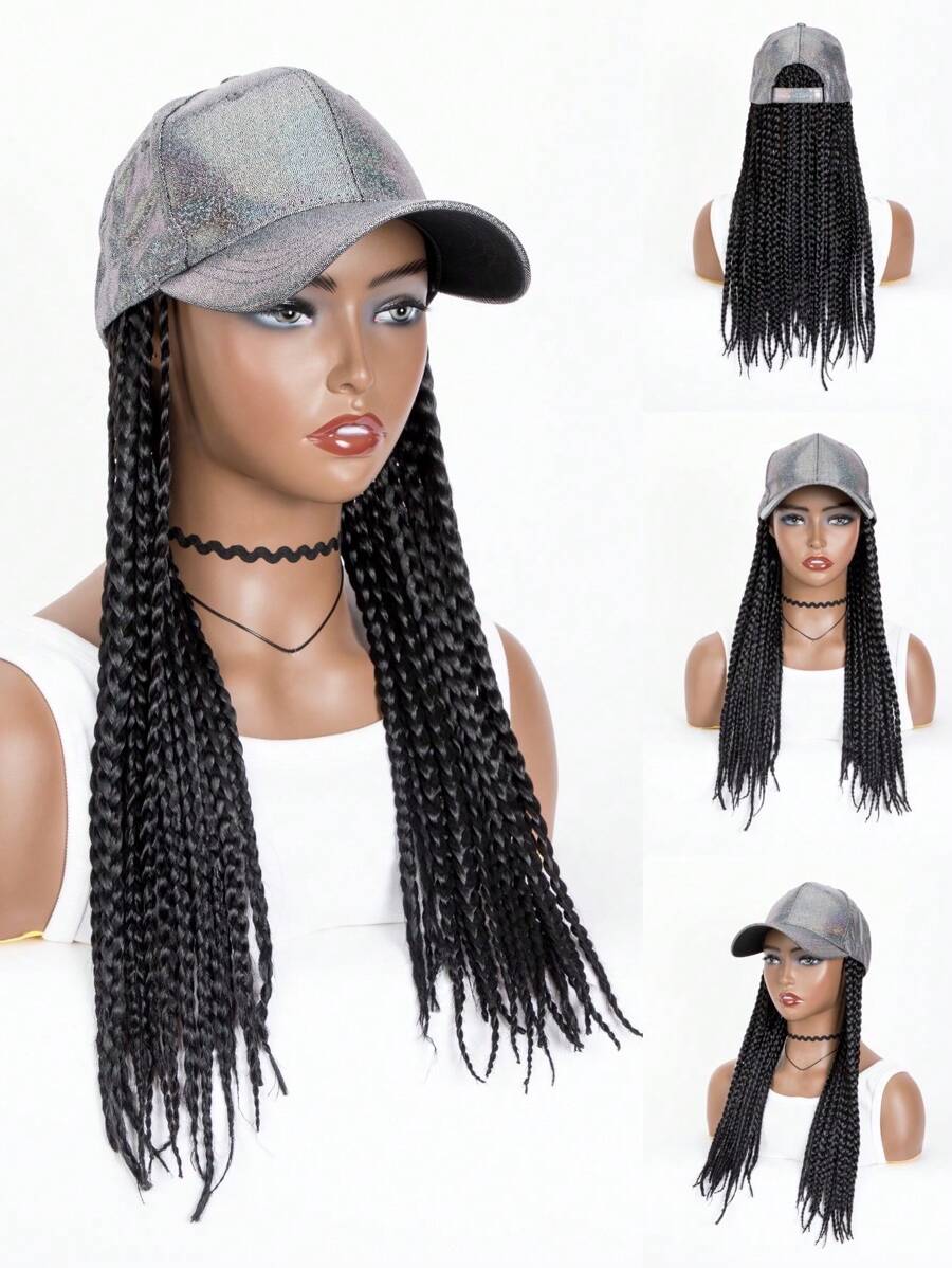 Tóc giả tổng hợp bện trung bình có nắp - màu đen - Xem 1