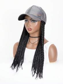 Tóc giả tổng hợp bện trung bình có nắp - màu đen - Xem 4