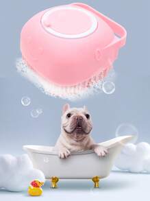 1入組雙色寵物沐浴TPR橡膠多用途寵物香波按摩刷適用於貓和狗狗