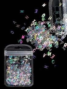 3g 袋装激光银色字母美甲装饰亮片