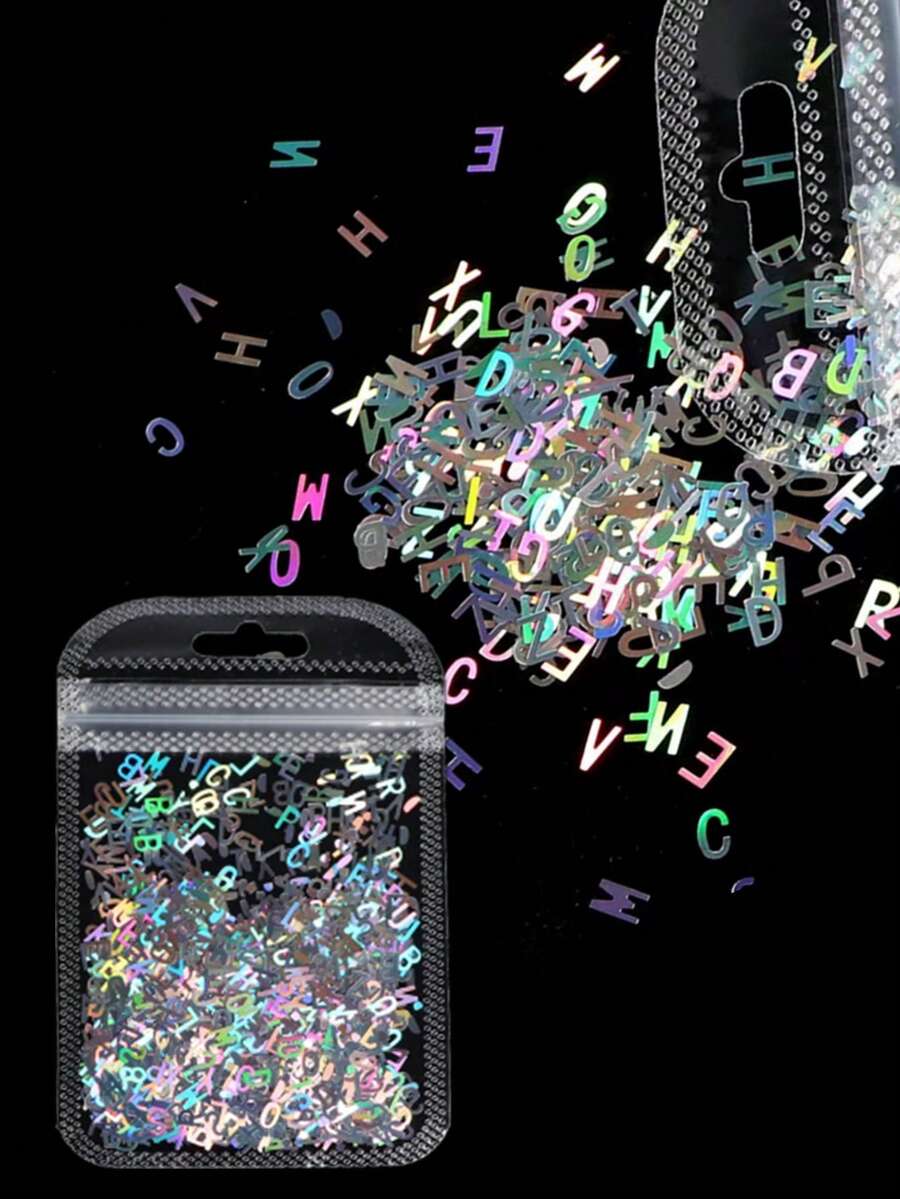 3g 袋装激光银色字母美甲装饰亮片