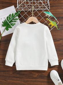 SHEIN Bé trai In Khủng long Áo nỉ - trắng - Xem 2