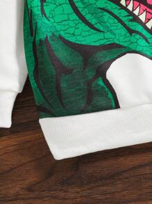 SHEIN Bé trai In Khủng long Áo nỉ - trắng - Xem 3