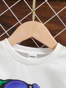 SHEIN Bé trai In Khủng long Áo nỉ - trắng - Xem 4