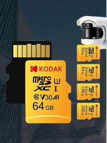 Tarjeta de memoria KODAK 256GB/128GB/64GB Clase 10 U3 TF de alta velocidad, perfecta para teléfonos inteligentes, DVR y almacenamiento - Amarillo - Ver 2