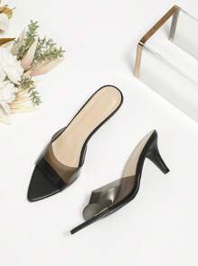 Giày sandal cao gót mũi nhọn tối giản dành cho nữ, sandal cao gót thời trang mùa hè, gót nhọn. - màu đen - Xem 2