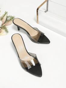 Giày sandal cao gót mũi nhọn tối giản dành cho nữ, sandal cao gót thời trang mùa hè, gót nhọn. - màu đen - Xem 4