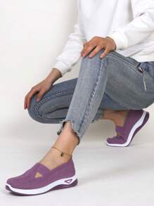 STEPREACH Women's Breathable & Comfortable Knitted Mesh Sneakers For Driving With Round Toe, New Arrivals For Spring - Purple - View 5