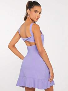 SHEINNeu Ruffle Hem Active Dress - Lilac Purple - View 1