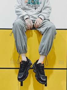 Giày thể thao nam viền lưới ren phía trước - màu đen - Xem 2