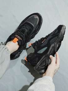 Giày thể thao nam viền lưới ren phía trước - màu đen - Xem 3