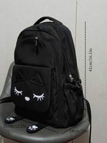 Mochila Escolar De Gran Capacidad Para Mujeres/ Niñas - Negro - Ver 3