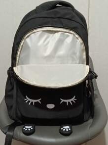 Mochila Escolar De Gran Capacidad Para Mujeres/ Niñas - Negro - Ver 5