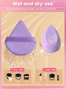 Bộ dụng cụ trang điểm, 2 miếng mút trang điểm lớn màu tím & 4 miếng mút nhỏ & 4 miếng mút trang điểm nền dạng kem Puff Beauty - Nhiều màu - Xem 3