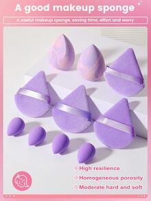 Bộ dụng cụ trang điểm, 2 miếng mút trang điểm lớn màu tím & 4 miếng mút nhỏ & 4 miếng mút trang điểm nền dạng kem Puff Beauty - Nhiều màu - Xem 4
