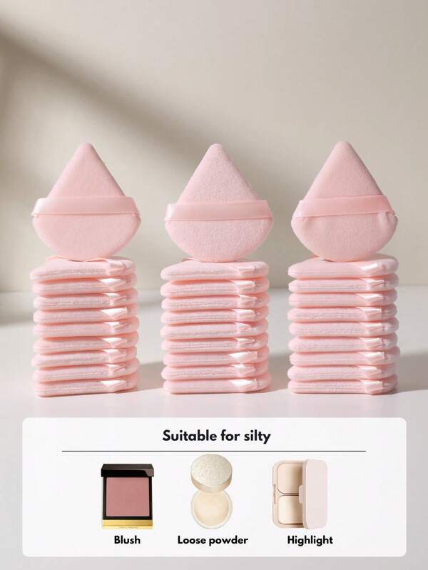 makeup puff,30pcs pink Makeup Puff Set Soft Triangle powder Mineral