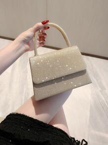 Moonlit EveBag Glamorous, Elegant, Exquisite, Quiet Luxury Sequin, Stylish, Luxury, Shiny Mini Square Bag Glitter Glamorous Chain Strap Evening Bag, Dinner Bag Faux Pearl, Rhinestone For Party Girl, Woman, Bride Perfect For Party, Wedding, Prom, Dinner/Banquet