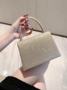Moonlit EveBag Glamorous, Elegant, Exquisite, Quiet Luxury Sequin, Stylish, Luxury, Shiny Mini Square Bag Glitter Glamorous Chain Strap Evening Bag, Dinner Bag Faux Pearl, Rhinestone For Party Girl, Woman, Bride Perfect For Party, Wedding, Prom, Dinner/Banquet