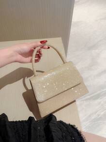 Moonlit EveBag Glamorous, Elegant, Exquisite, Quiet Luxury Sequin, Stylish, Luxury, Shiny Mini Square Bag Glitter Glamorous Chain Strap Evening Bag, Dinner Bag Faux Pearl, Rhinestone For Party Girl, Woman, Bride Perfect For Party, Wedding, Prom, Dinner/Banquet