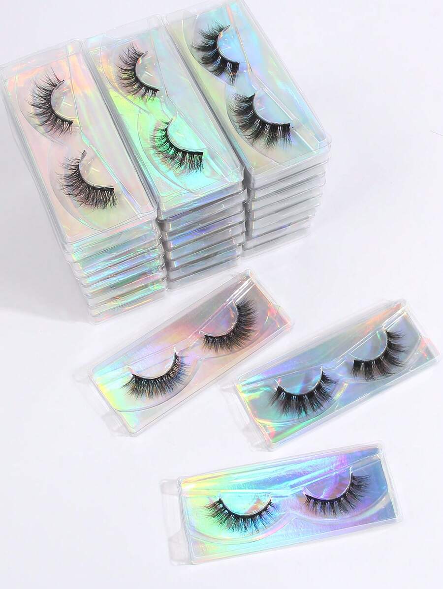 30 cặp/bộ Crisscross Phong Cách Hỗn Hợp Lông Mi Giả Bộ, Handmade Dài & Cong & Dày Tự Nhiên Giả Chồn Hàng Mi - màu đen - Xem 1