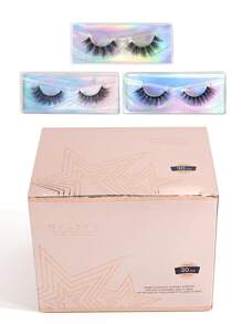 30 cặp/bộ Crisscross Phong Cách Hỗn Hợp Lông Mi Giả Bộ, Handmade Dài & Cong & Dày Tự Nhiên Giả Chồn Hàng Mi - màu đen - Xem 8