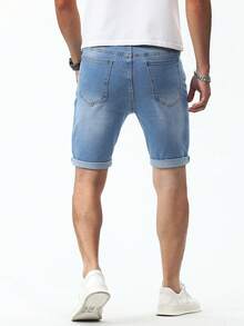 Manfinity Homme Men Cotton Slant Pocket Bermuda Denim Shorts - Light Wash - View 2