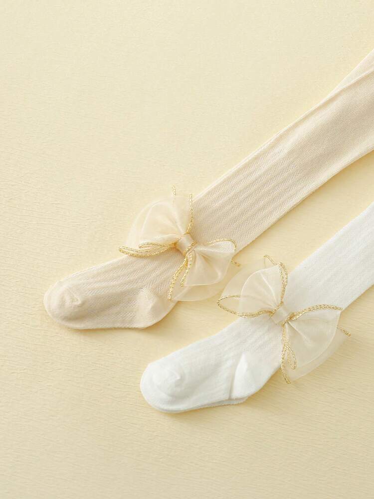 2pairs Baby Bow Decor Tights For Daily Life - Multicolor - View 4