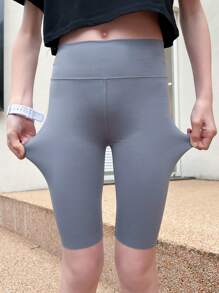 1雙嬰兒素色褲襪適用於日常生活 - 灰色 - 查看 4