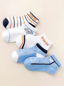 5pairs Boys Dog & Paw Breathable Ankle Socks For Daily Life - Multicolor - View 1