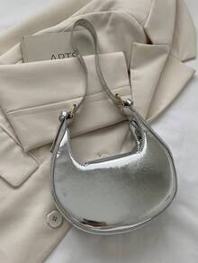 Túi Hobo Mini Dây đeo có thể điều chỉnh Kim loại PU Funky - Bạc - Xem 2